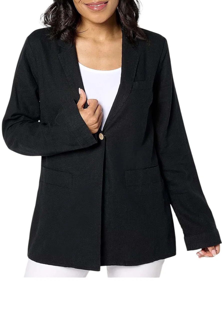Peace Love World Women's Boheme Relaxed Topper Blazer Black - Regular